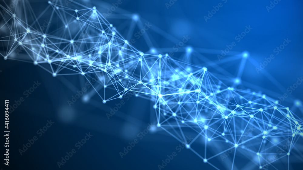 Poster abstract background with moving dots and lines. network connection structure. futuristic illustratio