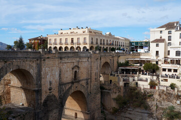 Naklejka na ściany i meble Panoramic view on Puente Nuevo bridge in Ronda
