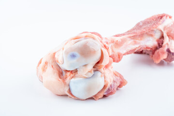 A fresh pork tube bone on white background