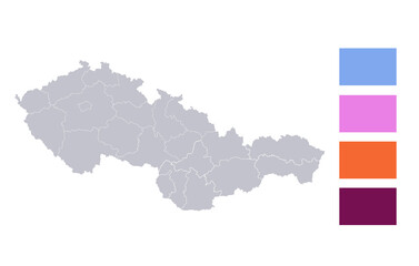 Infographics of Czechoslovakia map, individual regions blank