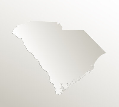 South Carolina map, card paper 3D natural blank