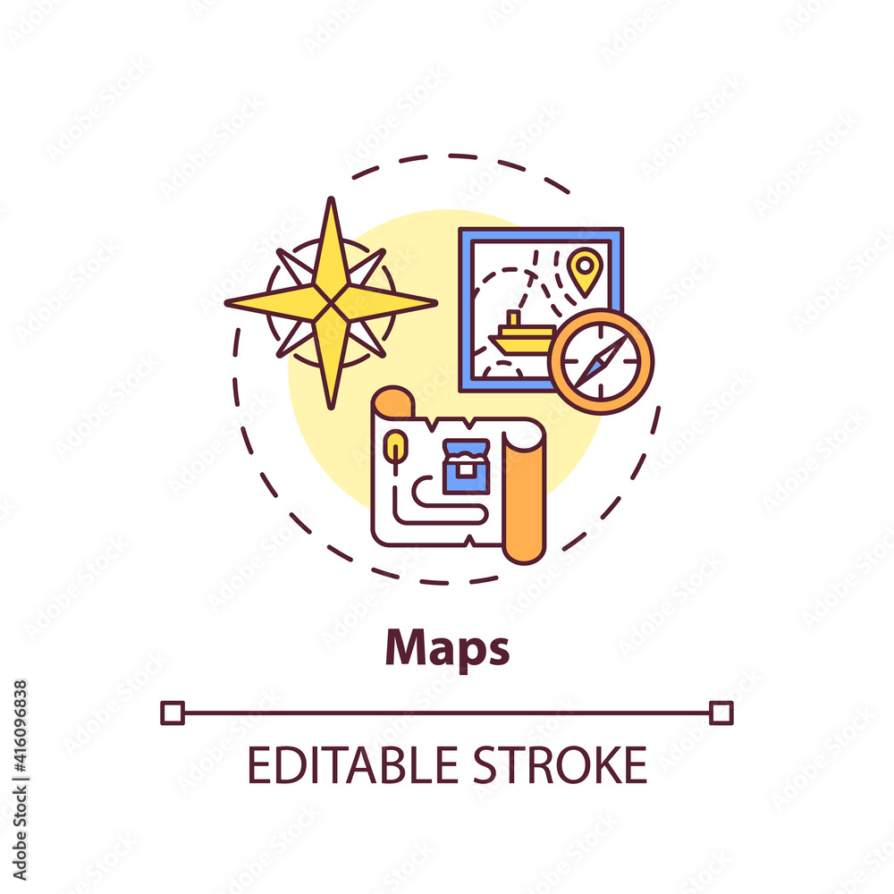 Poster maps concept icon. online library catalogue idea thin line illustration. assembling a variety of car
