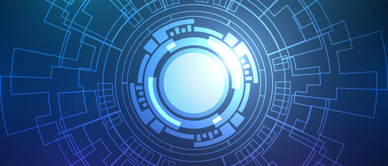 Abstract circle digital background, smart lens technology, circuit board