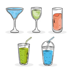 bundle of five drinks set icons vector illustration design