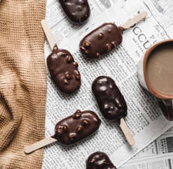 chocolate candies and coffee