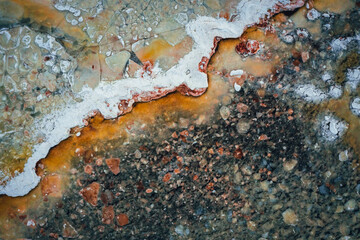 Beautiful view of frozen seawater and ice texture in winter, Ice floes in Baltic seawater.