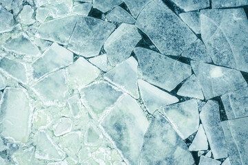 Beautiful view of frozen seawater and ice texture in winter, Ice floes in Baltic seawater.