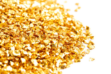 Pile of Pieces of Gold Isolated on a White Background