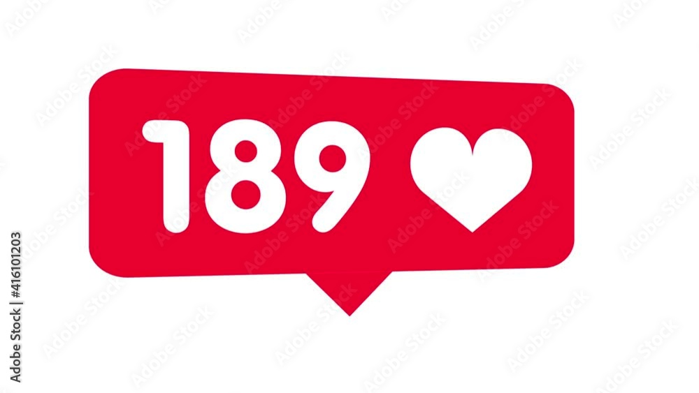 Poster social media heart button counter going up. animation with luma matte.