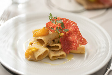 Italian pasta, chef preparation