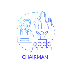 Chairman concept icon. Top management positions. Ensure that meetings run in best way. Organizations creation idea thin line illustration. Vector isolated outline RGB color drawing