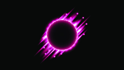 Sun Eclipse Pink Fire Dark Background Vector Moon Design Style Space Science Glow Light