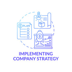 Implementing company strategy concept icon. Top management tasks. Setting improvement plan for future. Organization idea thin line illustration. Vector isolated outline RGB color drawing
