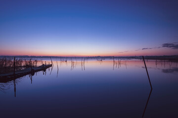 朝焼けの印旛沼