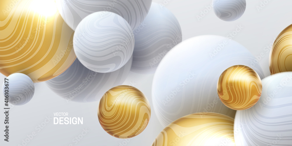 Poster abstract background with 3d dynamic spheres
