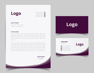 Corporate Letterhead and Business Card Set, Elegant and minimalist style business template design and Stationery set. Full Vector.