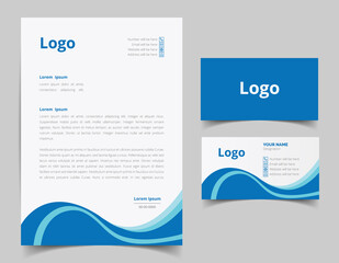 Corporate Letterhead and Business Card Set, Elegant and minimalist style business template design and Stationery set. Full Vector.