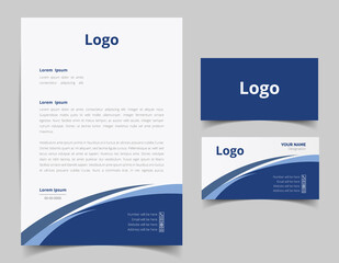 Corporate Letterhead and Business Card Set, Elegant and minimalist style business template design and Stationery set. Full Vector.