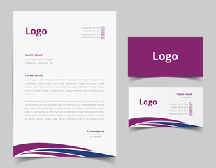 Corporate Letterhead and Business Card Set, Elegant and minimalist style business template design and Stationery set. Full Vector.