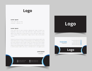 Corporate Letterhead and Business Card Set, Elegant and minimalist style business template design and Stationery set. Full Vector.