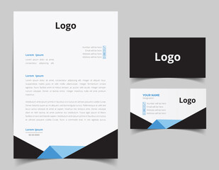 Corporate Letterhead and Business Card Set, Elegant and minimalist style business template design and Stationery set. Full Vector.