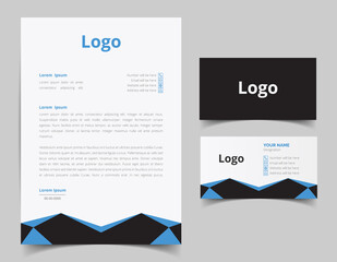 Corporate Letterhead and Business Card Set, Elegant and minimalist style business template design and Stationery set. Full Vector.