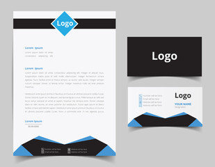 Corporate Letterhead and Business Card Set, Elegant and minimalist style business template design and Stationery set. Full Vector.