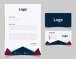 Corporate Letterhead and Business Card Set, Elegant and minimalist style business template design and Stationery set. Full Vector.