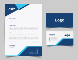 Corporate Letterhead and Business Card Set, Elegant and minimalist style business template design and Stationery set. Full Vector.
