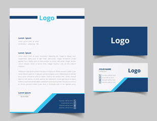 Corporate Letterhead and Business Card Set, Elegant and minimalist style business template design and Stationery set. Full Vector.