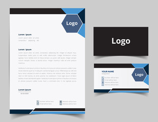 Corporate Letterhead and Business Card Set, Elegant and minimalist style business template design and Stationery set. Full Vector.