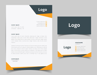 Corporate Letterhead and Business Card Set, Elegant and minimalist style business template design and Stationery set. Full Vector.