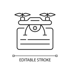 Drone license chalk linear icon. Issuance of permits for drone flights. Regulatory authority. Thin line customizable illustration. Contour symbol. Vector isolated outline drawing. Editable stroke