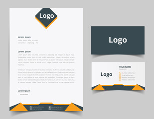 Corporate Letterhead and Business Card Set, Elegant and minimalist style business template design and Stationery set. Full Vector.
