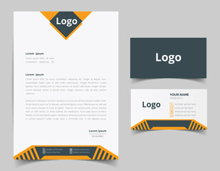 Corporate Letterhead and Business Card Set, Elegant and minimalist style business template design and Stationery set. Full Vector.