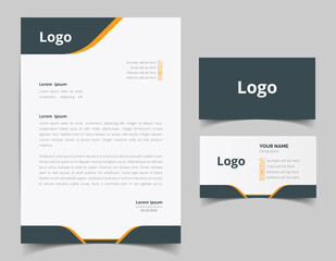 Corporate Letterhead and Business Card Set, Elegant and minimalist style business template design and Stationery set. Full Vector.