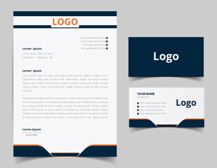 Corporate Letterhead and Business Card Set, Elegant and minimalist style business template design and Stationery set. Full Vector.