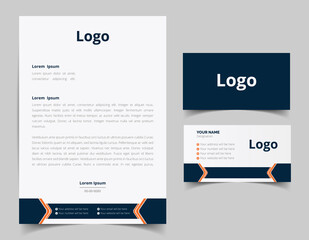 Corporate Letterhead and Business Card Set, Elegant and minimalist style business template design and Stationery set. Full Vector.