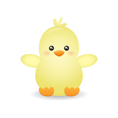 Cute little chicken isolated on white background. Vector illustration