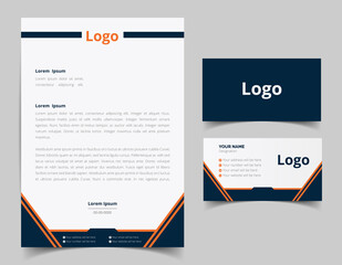 Corporate Letterhead and Business Card Set, Elegant and minimalist style business template design and Stationery set. Full Vector.