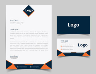 Corporate Letterhead and Business Card Set, Elegant and minimalist style business template design and Stationery set. Full Vector.