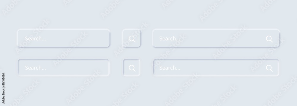Poster serch bar icon set. browser window. user interface elements for mobile app. neumorphism style. vecto