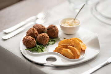 meatballs and chips, Italian recipe