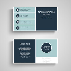 Business card with blue rectangles in flat design