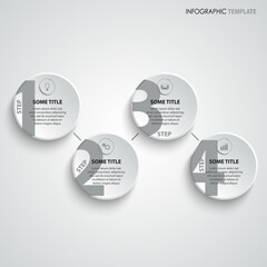 Info graphic with round pointers in gray white design