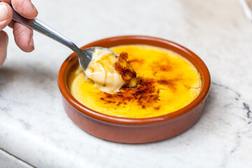 Creme Catalan, catalan dessert, Barcelona, Catalunya, Spain
