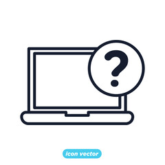 laptop question icon. laptop question symbol template for graphic and web design collection logo vector illustration