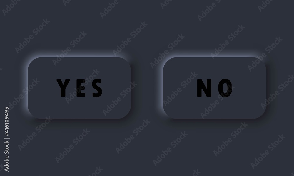 Poster yes no button icons. approve or deny icon. symbol for web site. neumorphic ui ux dark user interface