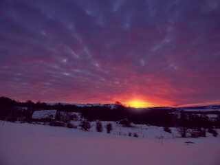 Winter sunrise in the mountains