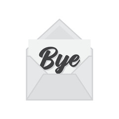 Bye Envelope Illustration, Open Letter Vector, Bye Vector, Bye Text, Envelope Vector Icon